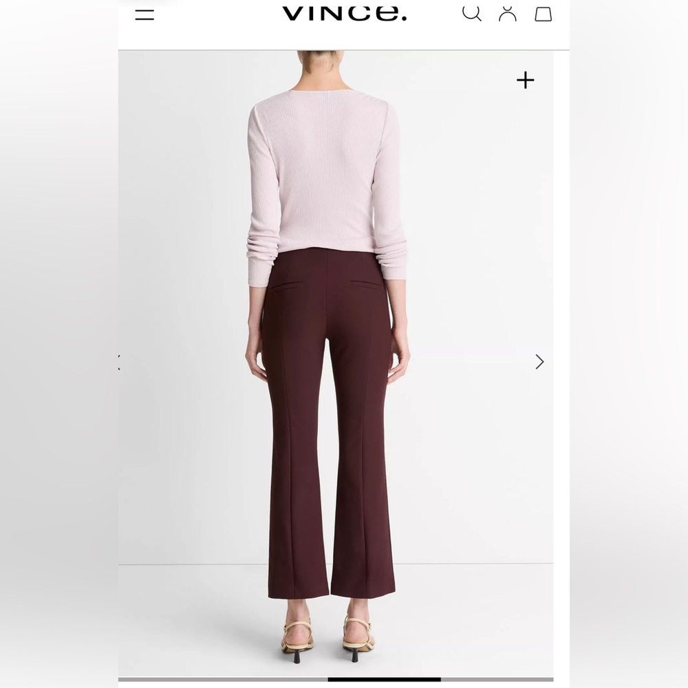 Vince Niki Mid-Rise Pintuck Crop Flare Pant Size XS - Picture 7 of 10